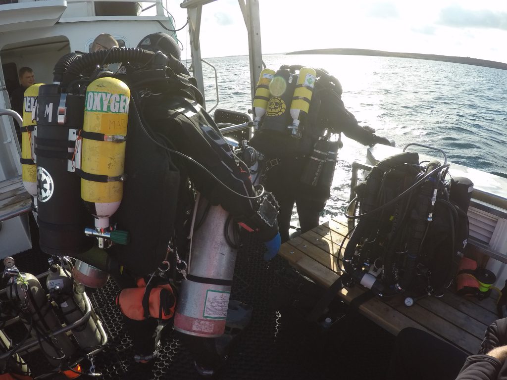 Rebreather divers just about to dive